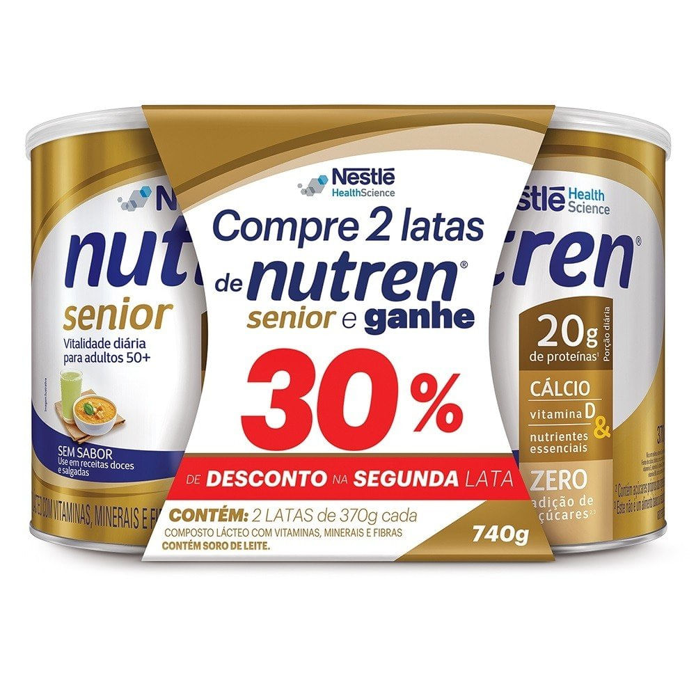 Kit Suplemento Alimentar Nutren Senior Sem Sabor 370g + 370g