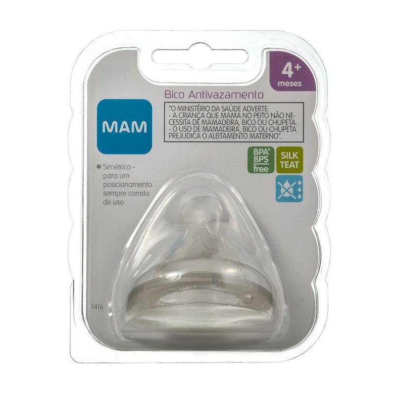 Bico de Mamadeira Mam 4+ Meses Fluxo Rápido Antivazamento 1 Unidade