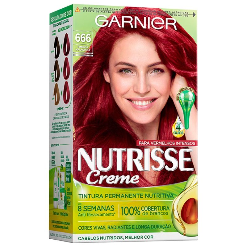 Tintura Garnier Nutrisse Creme Nº 666 Pimenta Malagueta Vermelho Muito