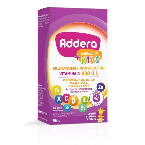 Suplemento Alimentar Vitamina D Addera + Imunidade Kids 600UI com 75ml